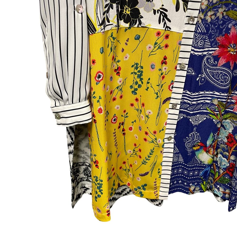 John Mark Mixed Print Patchwork Floral Striped Bu… - image 2